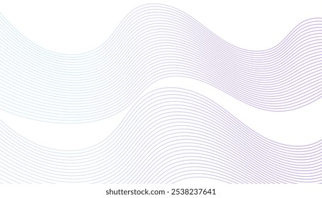 Flowing wave lines background Abstract smooth curved stripes template Fine purple fluid shape
