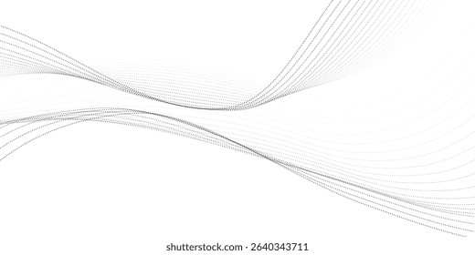 Flowing wave pattern black color smooth curve shape isolated on transparent background. Vector in the concept of technology, science, music, modernity.