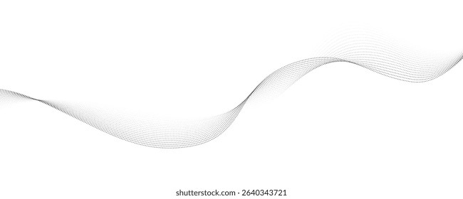 Flowing wave pattern black color smooth curve shape isolated on transparent background. Vector in the concept of technology, science, music, modernity.