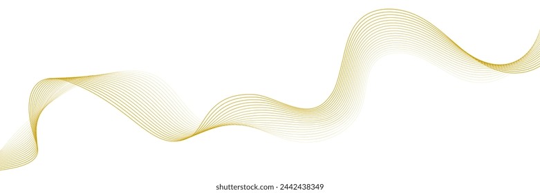 Patrón de onda que fluye color dorado forma de curva suave aislado sobre fondo transparente. Vector en el concepto de tecnología, ciencia, música, modernidad