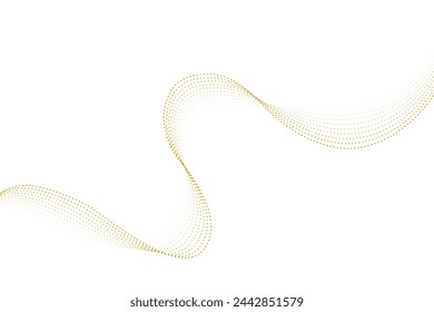 Flowing wave pattern golden color smooth curve shape isolated on transparent background. Vector in the concept of technology, science, music, modernity