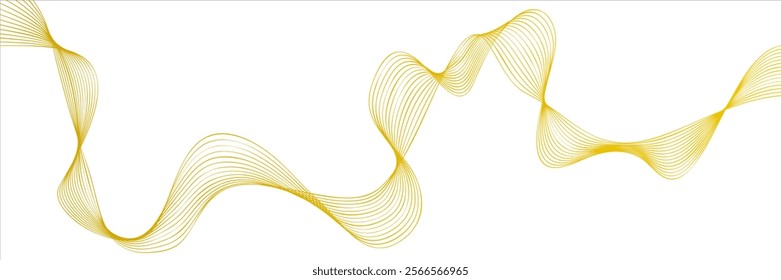 Flowing wave pattern golden color smooth curve shape isolated on transparent background. Vector in the concept of technology, science, music, modernity.