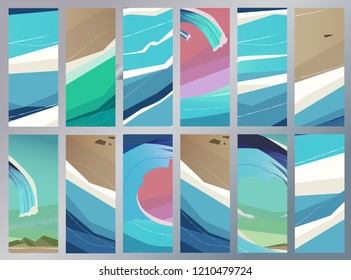 Flowing waves in flat style, abstract illustration