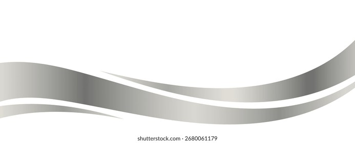 Ondas plateadas que fluyen y swooshes con gradiente dorado para un borde lujoso o pie de página en un certificado, Anuncio