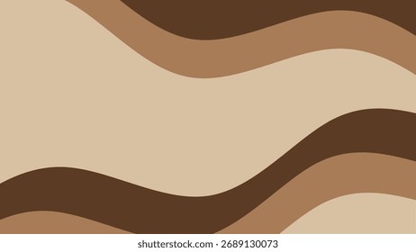 Flowing wavy abstract background in a brown and cream color palette. Modern and minimalist abstract background. Modern banner template with organic flowing lines.