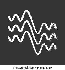 Flowing wavy lines chalk icon. Fluid parallel soundwaves. Sound and audio waves. Abstract organic waveforms. Vibration amplitude. Motion, dynamic effect. Isolated vector chalkboard illustration