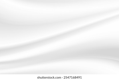Flowing white fabric drapes with soft curves and subtle shadows forming a luxury backdrop