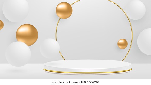 Flowing white and pink soft spheres. Vector realistic illustration. Abstract background with 3d geometric shapes. Modern cover design. Ads banner or brochure template. Dynamic wallpaper