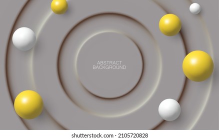 Flowing white and yellow spheres. Vector abstract background with geometric shapes. Design for cover,promotion banner,brochure,wallpaper.