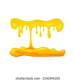 Gelbe viskose Flüssigkeit. Zitronengelee oder Honigtropfen. Vektorgrafik auf weißem, isoliertem Hintergrund.