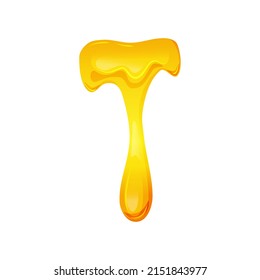 Líquido viscoso amarillo flotante. Gotas de limón o miel. Ilustración vectorial en un fondo blanco aislado.