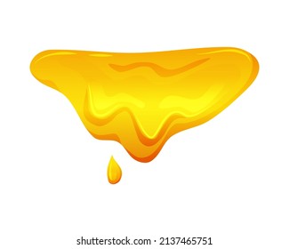 Flowing yellow viscous liquid on a white isolated background. Lemon jelly or honey drops. Vector illustration.