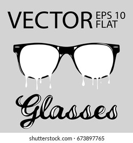 The flowing-down Glasses. Flat Art.