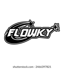 Flowky Typography Y2K Clothing Logo Patch Apparel Fashion Vector Design K31, Commercial Use