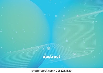 Flowline With Fluid Shape And Particle Dots In Gradient Ocean Blue For Infographic Brochure Template Website Advertisement Banner Technology Package Presentation Label Design Vector Eps.