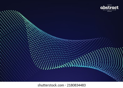 flowline particl dots with curve and twisted motion ocean wave aquatic biology genetic technology theme background for advertisement poster website banner brochure template package design vector eps.