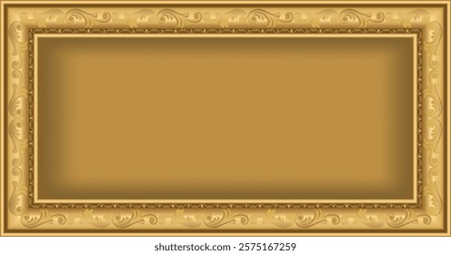 Flowral Border Vector Photo Frame Dark Brown Golden