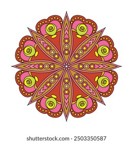 Flowral creativity colour mandala coloring book page. Easy Mandala Coloring Book Pages for Adults to Relax, Experiences Give Relief. Resizeable Vector File.