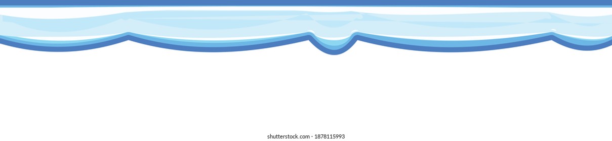 Ströme von blauer Flüssigkeit. Schnee schießen, Eis. Zoll. dick fließende Farbe. Scharm. Die Tropfen rutschen. Das einzelne Objekt auf weißem Hintergrund. Flacher Cartoon-Stil. Shine. Rahmen. Vektorgrafik