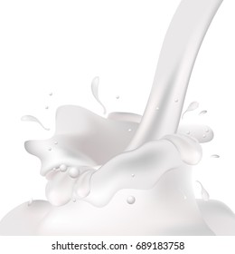 Flows hot milk and yogurt. Vector.