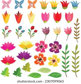 flowwer collection in flat style