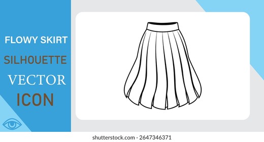 Flowy Skirt Silhouette Vector Icon for Fashion and Clothing Designs