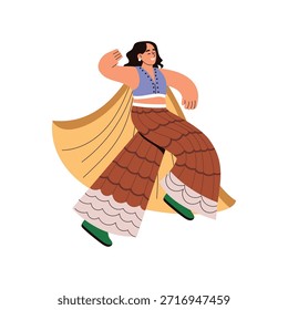 Flowy Skirt Walk flat vector character concept illustration. 