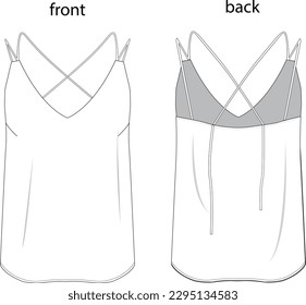 flowy women's blouse with rope straps, for the spring summer collection, fashıon cad, blouse vector