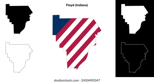 Floyd County (Indiana) Outline-Kartenset