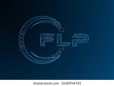 FLP low poly letter logo vector design. FLP lower poly logo design. 