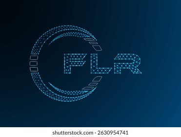 FLR baixo poli letra logotipo vetor design. Design do logotipo do tipo poli inferior FLR. 