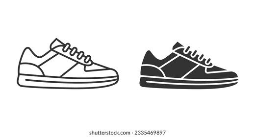 Flta Vector Silhouette Shoes or Sneakers Icon Set Isolated. Footwear Icons