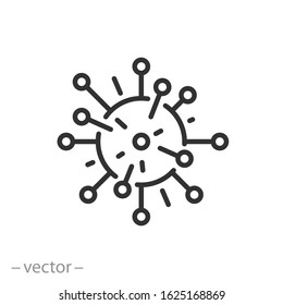 Flu Bacterium Icon, Virus Cell Influenza, Inflammation Illness, Infection Bacteria, Thin Line Web Symbol On White Background - Editable Stroke Vector Illustration Eps10