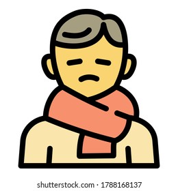 Icono del niño de la gripe. Icono del vector de la gripe de contorno para el diseño web aislado en fondo blanco