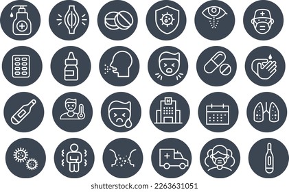 Flu and Cold Line Icons vector design