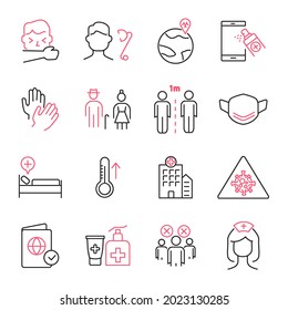 Juego de iconos de la gripe y el coronavirus. Símbolo del paquete de la gripe y del coronavirus elementos vectores para la web infográfica