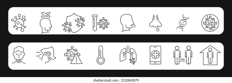Flu and coronavirus  icons set .Flu and coronavirus pack symbol vector elements for infographic web
