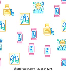 Flu Disease Treatment Vector Seamless Pattern Color Line Illustration