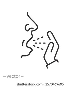 Flu Icon, Human Sneeze, Illness, Chronic Pneumonia, Thin Line Web Symbol - Editable Stroke Vector Illustration Eps10