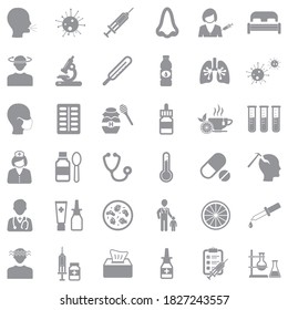 Iconos gripales. Diseño plano gris. Ilustración vectorial.