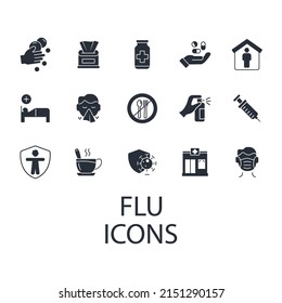 flu icons set . flu pack symbol vector elements for infographic web