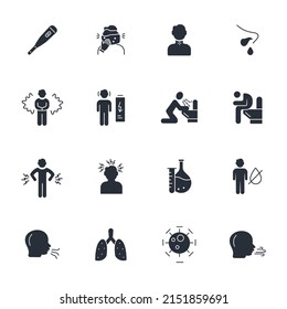 Grippe-Symbole gesetzt. Grippepaket-Vektorelemente für Infografik-Web
