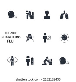 flu icons set . flu pack symbol vector elements for infographic web