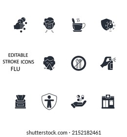 flu icons set . flu pack symbol vector elements for infographic web