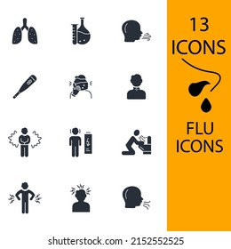 flu icons set . flu pack symbol vector elements for infographic web