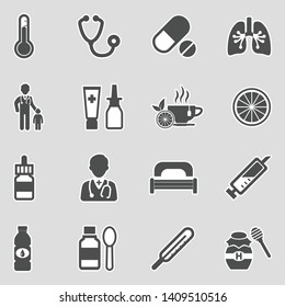 Flu Icons. Sticker Design. Vector Illustration.