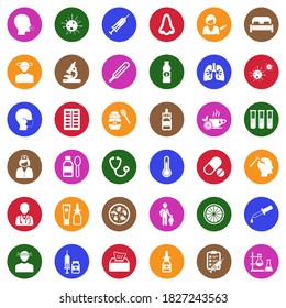 Iconos gripales. Colección Llanta Blanca En Círculo. Ilustración vectorial.