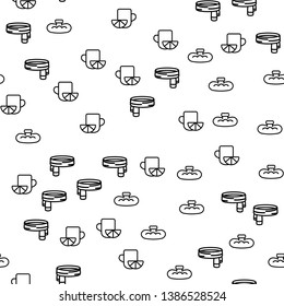 Flu Illness Warmer Pan Element Seamless Pattern. Respiratory Sick Outline Design for Healthcare Background. Hot Tea and Lemon for Cold Virus Care. Influenza Disease Vector Illustration