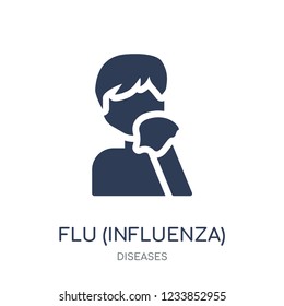 Flu (Influenza) icon. Flu (Influenza) filled symbol design from Diseases collection. Simple element vector illustration on white background