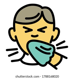 Flu kid icon. Outline flu kid vector icon for web design isolated on white background